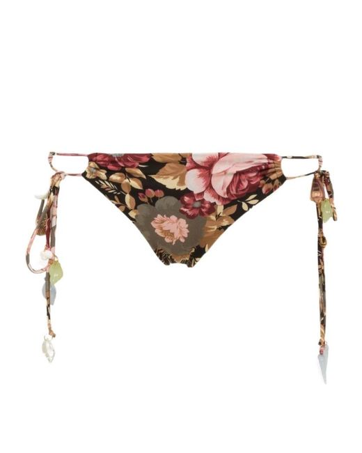 Chloé White Rose-Print Bikini Bottoms