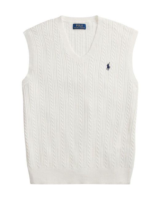 Polo Ralph Lauren White Knit Vest With Horse Emblem for men