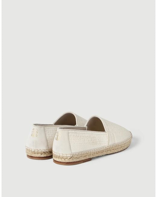 Brunello Cucinelli White Techno Raffia And Suede Espadrilles With Piping for men