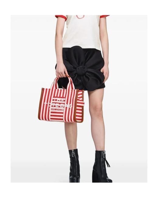 Marc Jacobs Red The Striped Medium Tote Bag