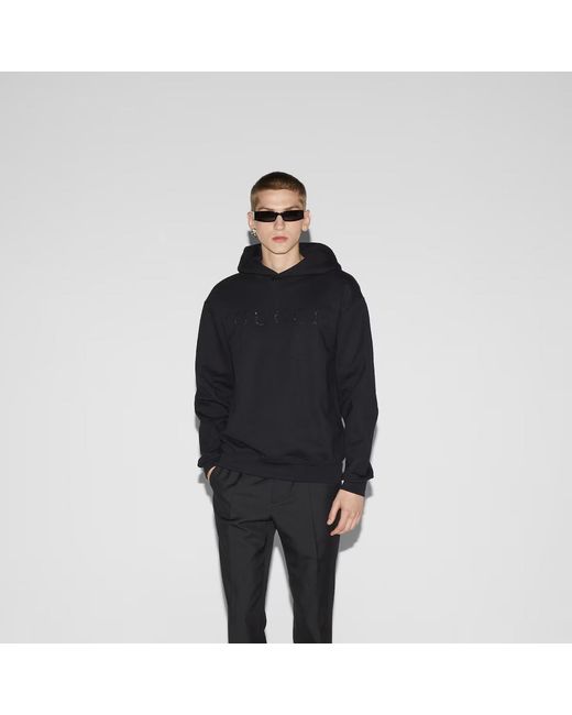 Gucci Black Cotton Sweatshirt With Frontal Logo for men