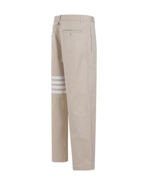Thom Browne Natural 4-Bar Striped Straight-Leg Trousers for men