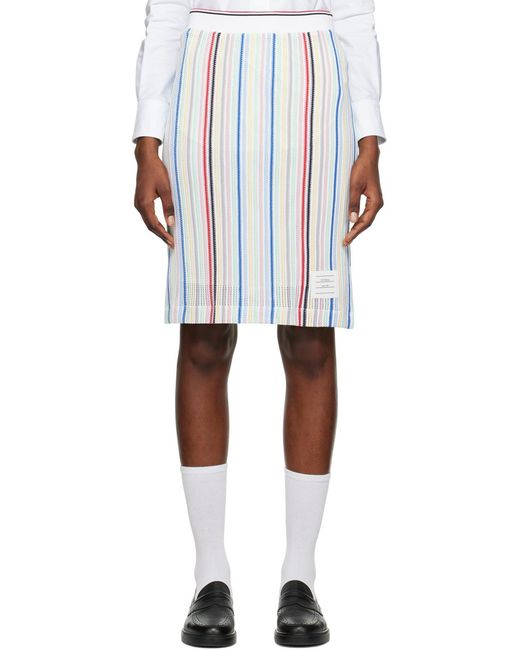 Thom Browne White Striped Knitted Skirt