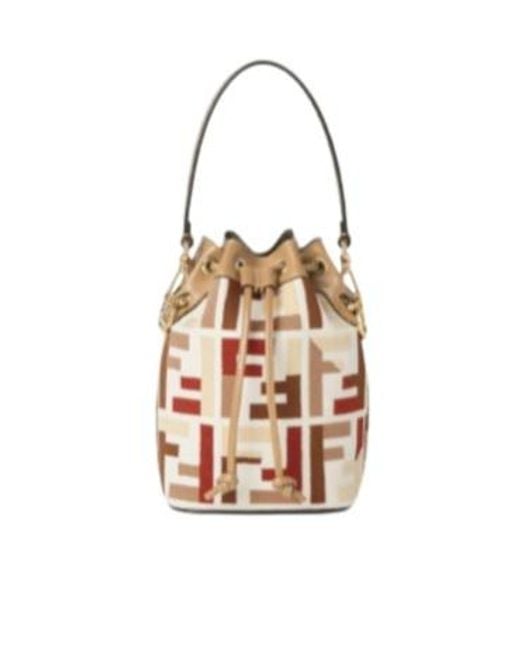 Fendi White Mon Tresor Drawstring Bucket Bag