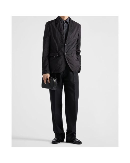 Prada Black Re-Nylon Single-Breasted Tailored Blazer for men