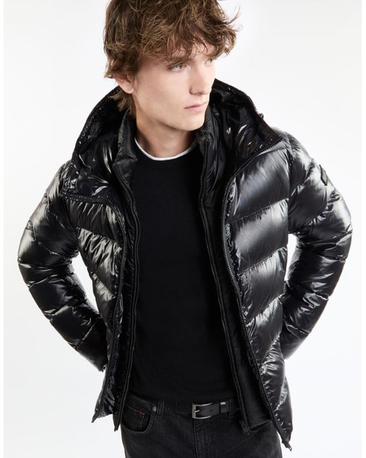 Fay Black Water Repellent Hooded Jacket for men