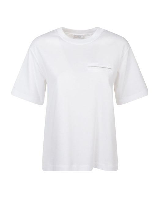 Peserico White Short-Sleeved Crewneck T-Shirt