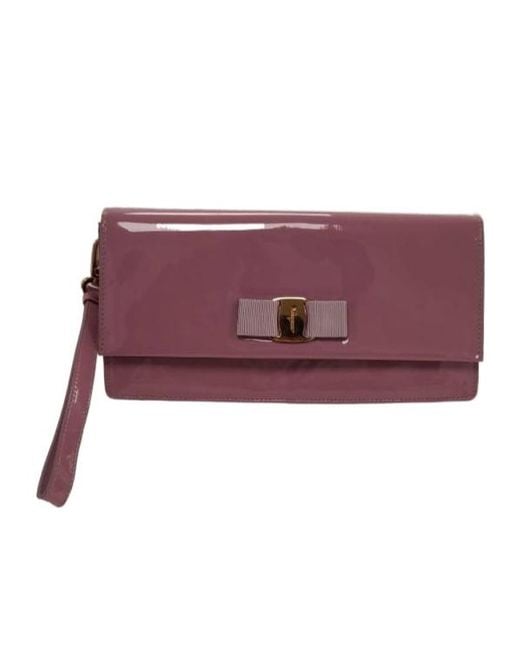 Ferragamo Purple Rectangular Clutch
