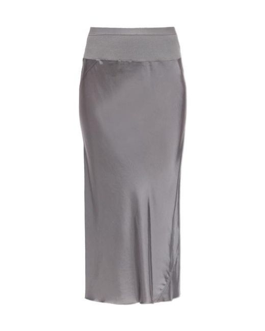 Rick Owens Gray Ribbed Waist Midi Skirt