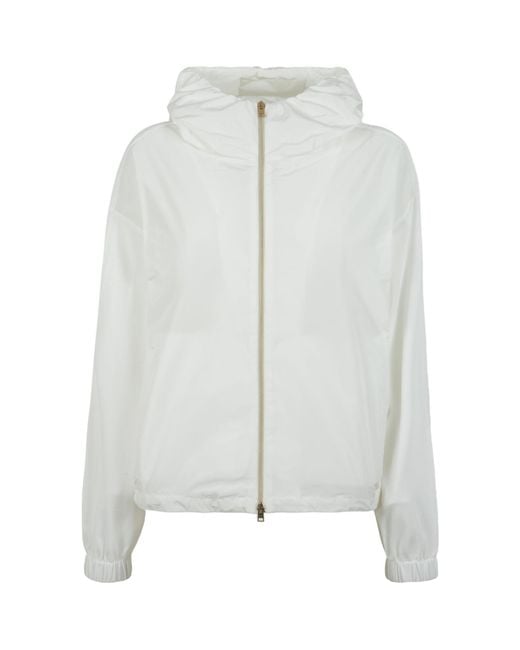 Herno White Zip-Up Relaxed Fit Jacket