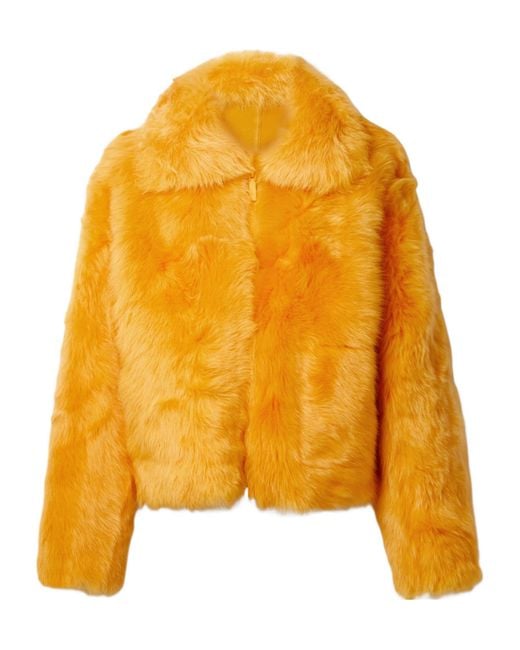 Lafayette 148 New York Yellow Solid Color Shearling Jacket