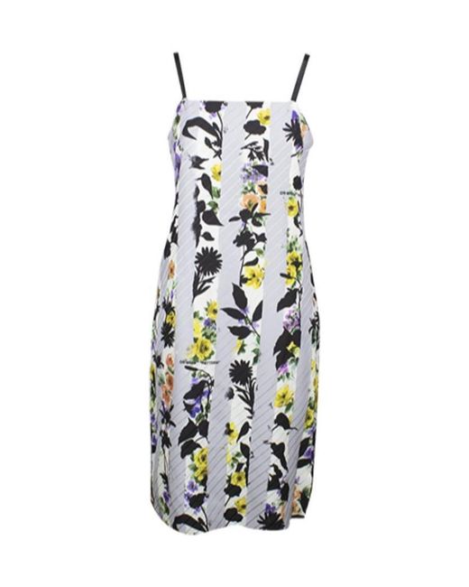 Off-White c/o Virgil Abloh White Striped Floral Print Dress