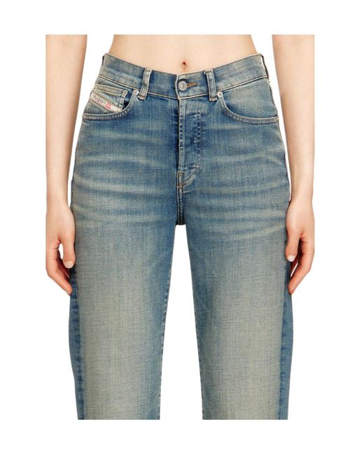 DIESEL Blue Logo Patch Straight Leg Jeans