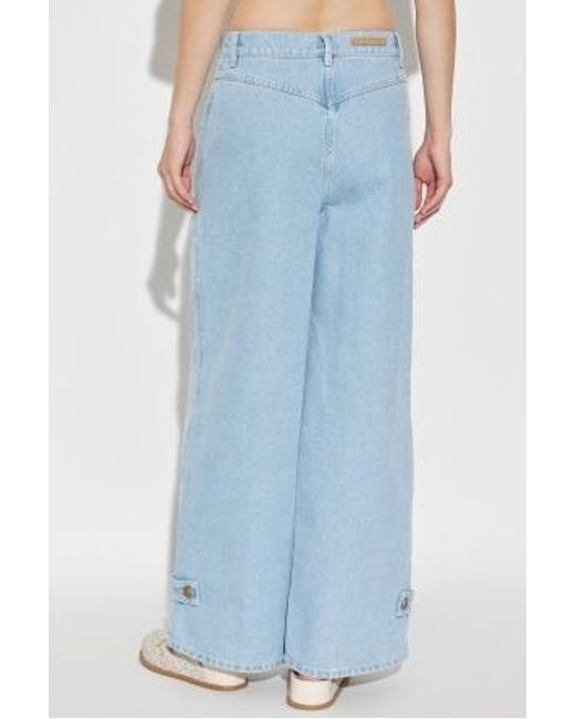 Max Mara Blue Wide-Fit Denim Jeans With Tab Detail