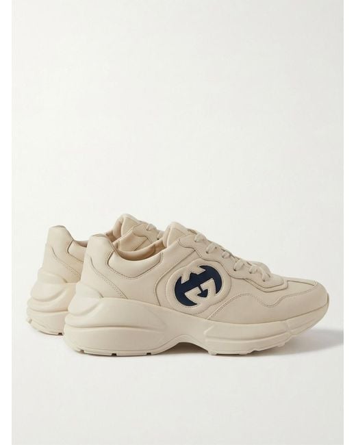 Gucci White Interlocking G Rhyton Sneakers for men