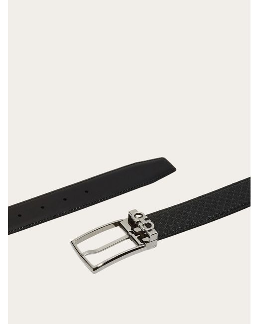 Ferragamo White Gancini-Motif Leather Belt for men