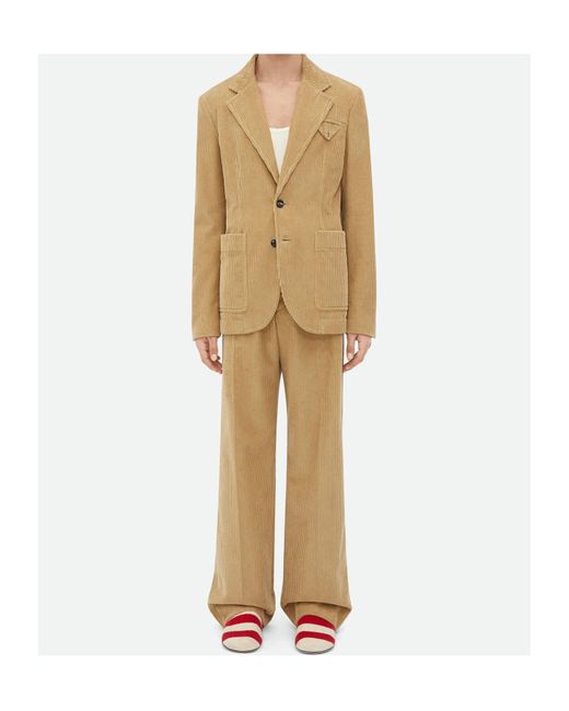 Bottega Veneta Natural Single Breasted Corduroy Jacket for men