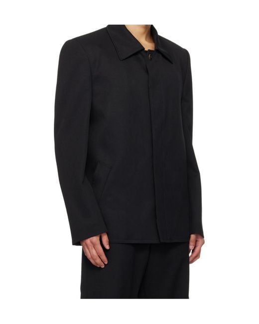 MM6 by Maison Margiela Black Frayed-Hem Shirt Jacket for men