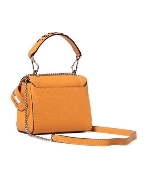 Lancel Orange Logo Detailed Chain Linked Top Handle Bag