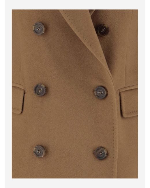 Tagliatore Brown Peak-Lapels Double-Breasted Coat