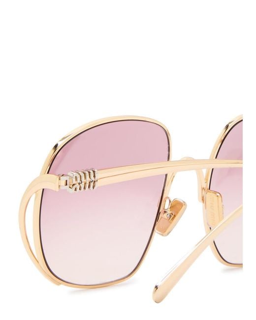 Miu Miu Pink Square-Frame Sunglasses