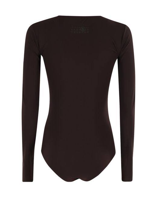 MM6 by Maison Margiela Black Long-Sleeved Bodysuit