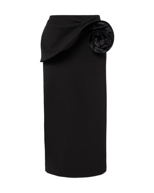 Magda Butrym Black Floral-Applique Midi Skirt