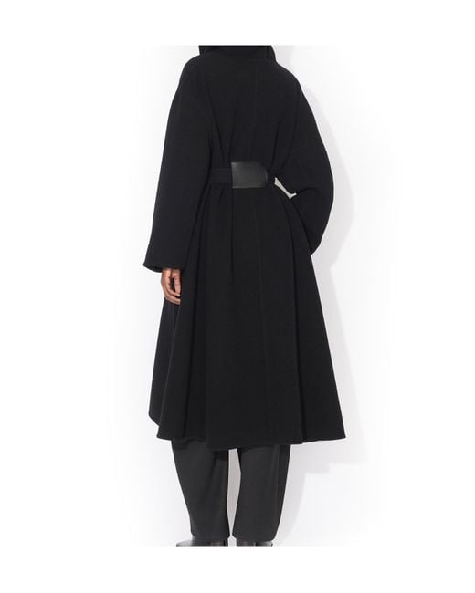 Alaïa Black Virgin Wool Hooded Wrap Coat