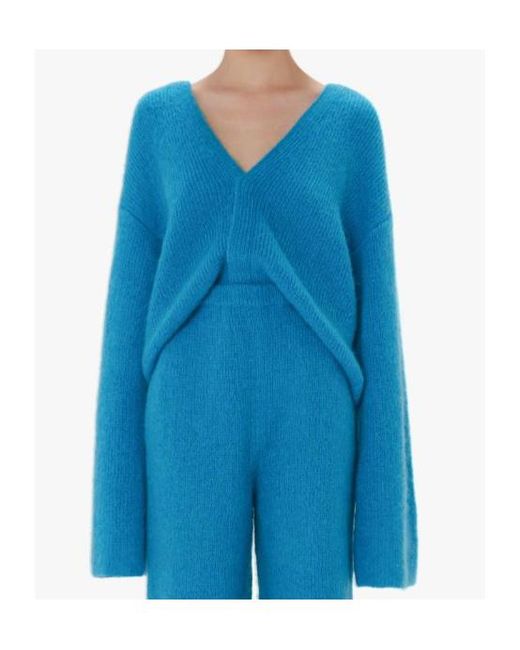 J.W. Anderson Blue Logo Applique Cropped Cardigan