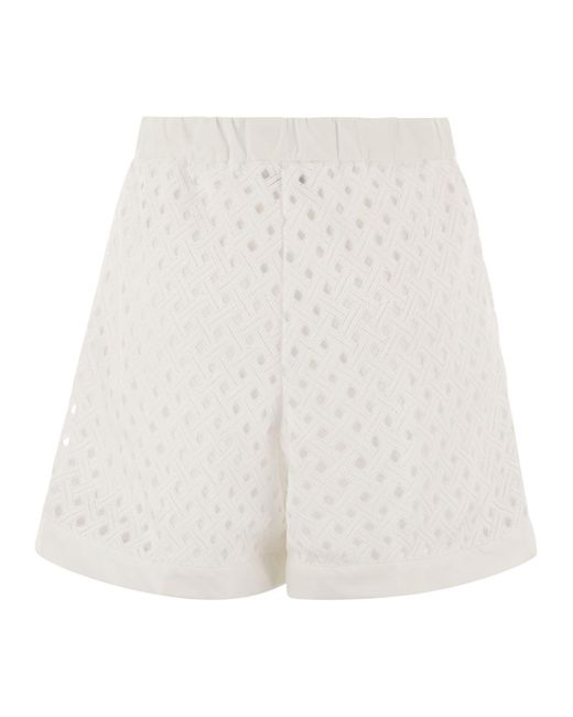 Herno White Geometric Pattern Shorts
