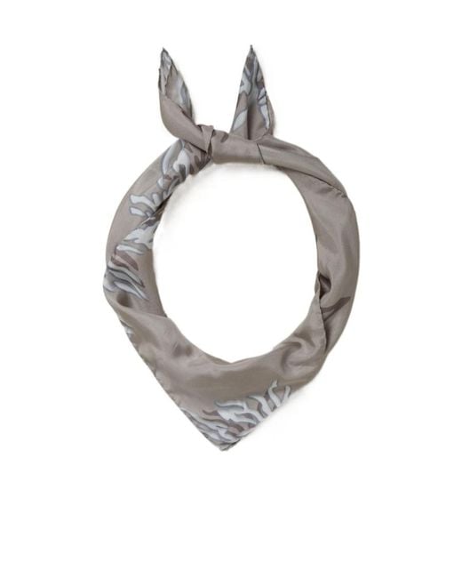 Brunello Cucinelli Metallic Floral-Print Silk Scarf