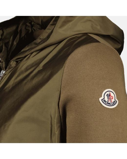 Moncler Green Cardigan En Coton Kaki for men