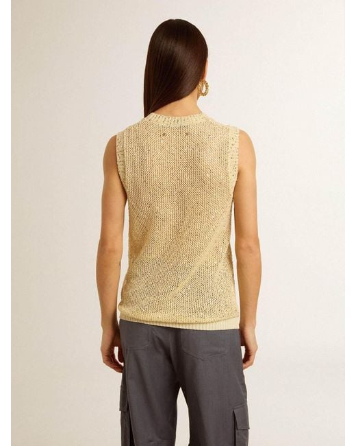 Golden Goose Deluxe Brand Natural Round Collar Sleeveless Vest