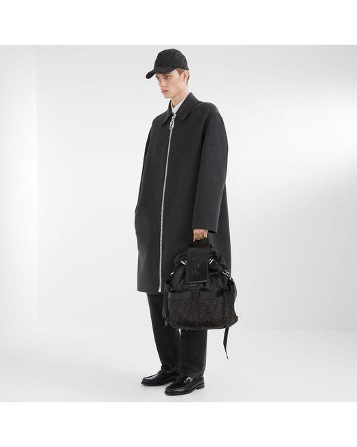 Fendi Black Straight Cut Single Breasted Coat for men