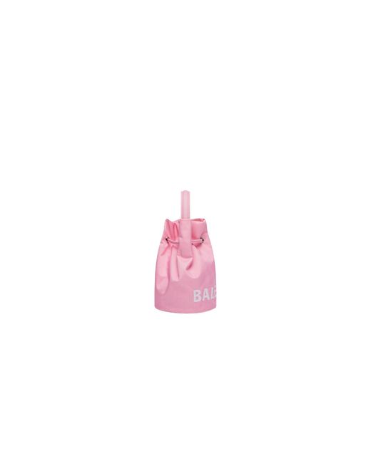 Balenciaga Pink Wheel Xs Logo-Embroidered Bucket Bag