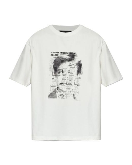 M I S B H V White X Ray Johnson Rimbaud Print T-Shirt for men