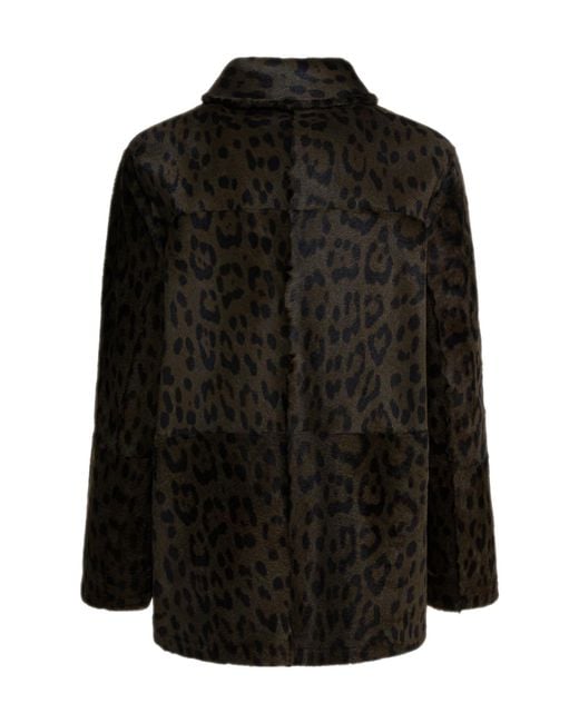 FURLING BY GIANI Black Leopard Pockets Coat