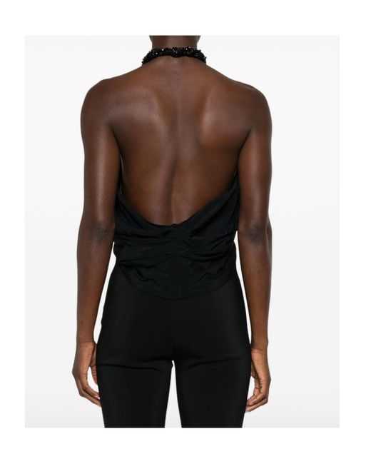Amen Blue Beaded Halterneck Top