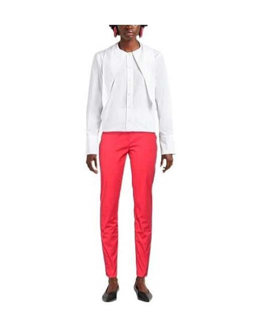 Max Mara Red Minimal Solid Twill Trousers