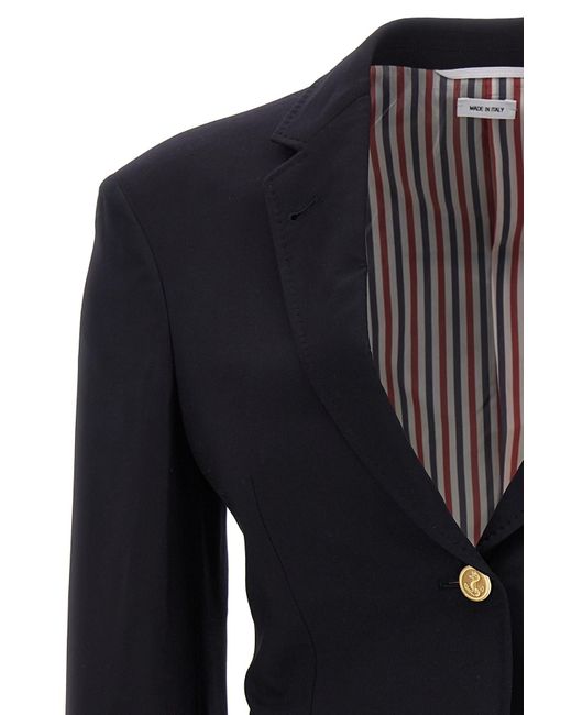 Thom Browne Blue 4-Bar Single Breasted Blazer