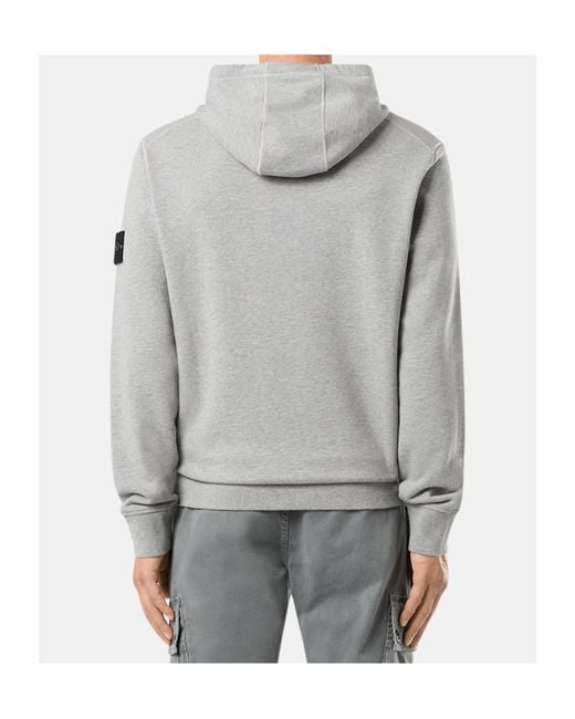 Stone Island Gray Sweatshirt With Drawstring Hood And Pockets for men