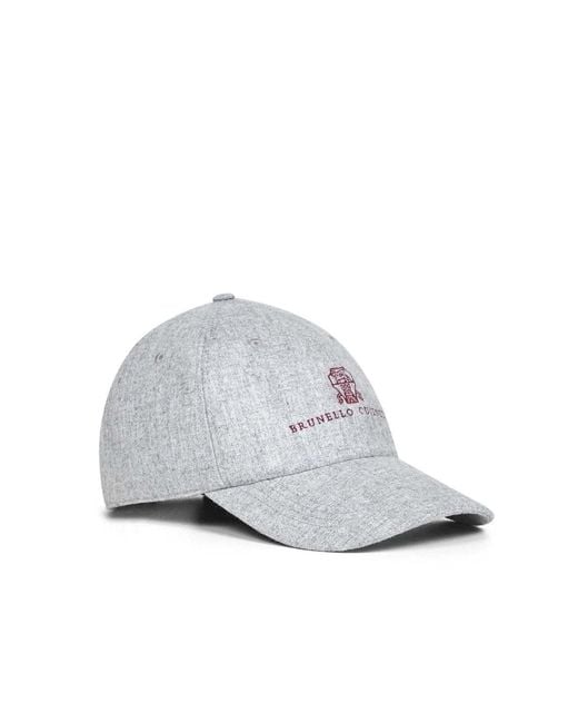 Brunello Cucinelli Gray Embroidered-Logo Baseball Cap for men