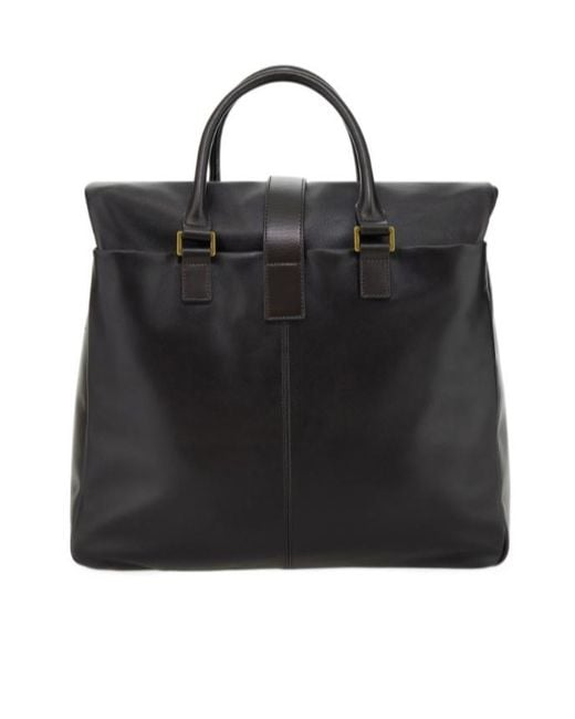 Emporio Armani Black Leather Buckle-Fastening Tote Bag for men