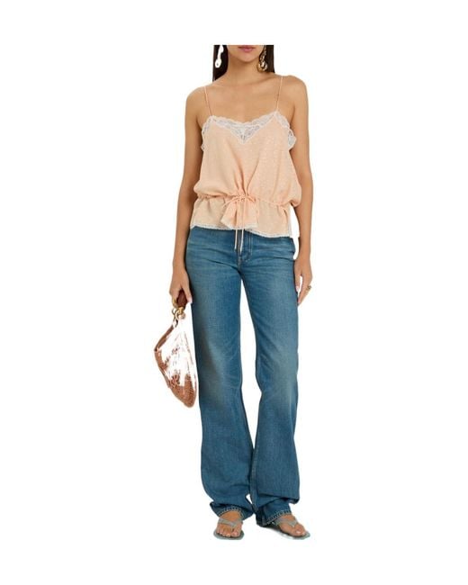 Chloé Natural Flower Trimmed Top