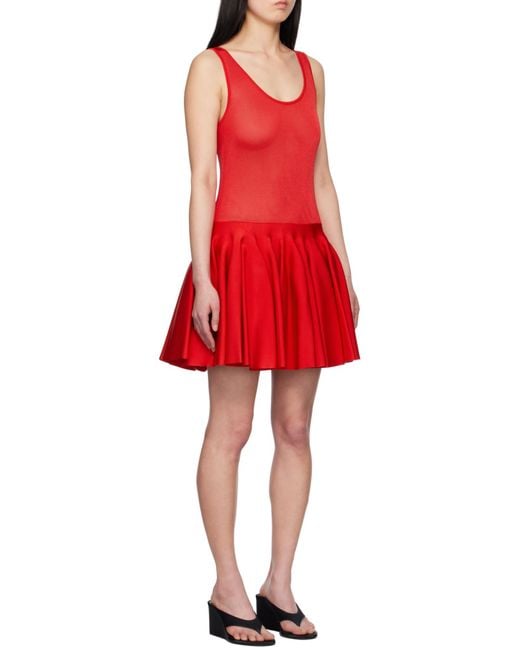 Alaïa Red Knitted Godet Mini Dress