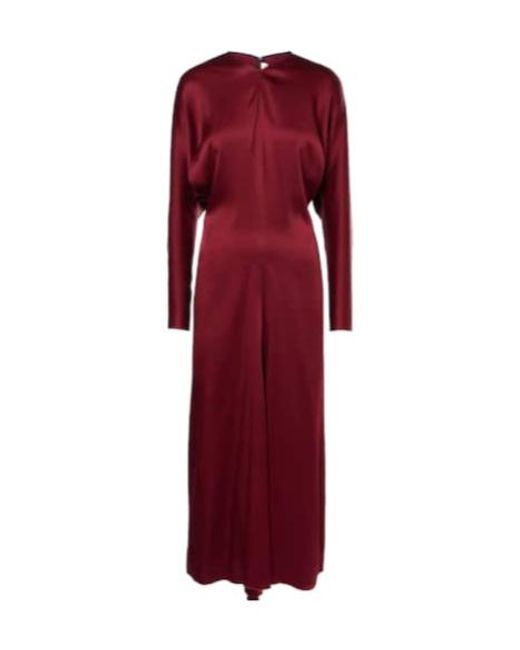 Victoria Beckham Red Draped Crêpe Satin Midi Dress