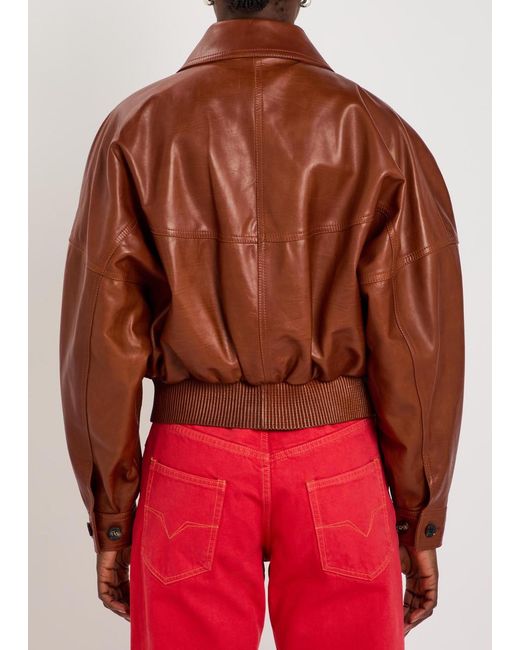Versace Brown Loose Leather Jacket