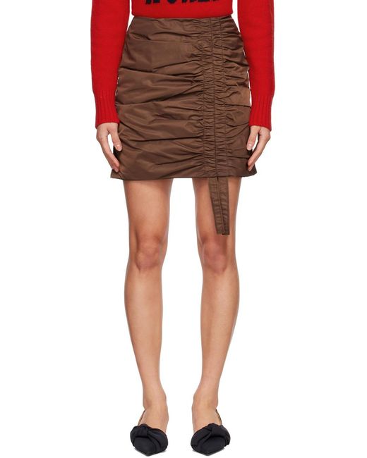 Ganni Brown Nylon Mini Skirt