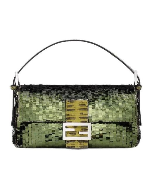Fendi Green Baguette Shoulder Bag