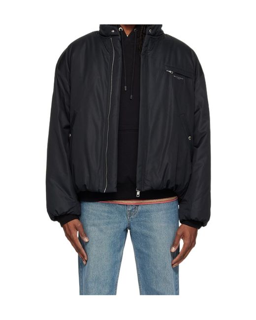 Wooyoungmi Black Logo-Print Zip-Up Bomber Jacket for men